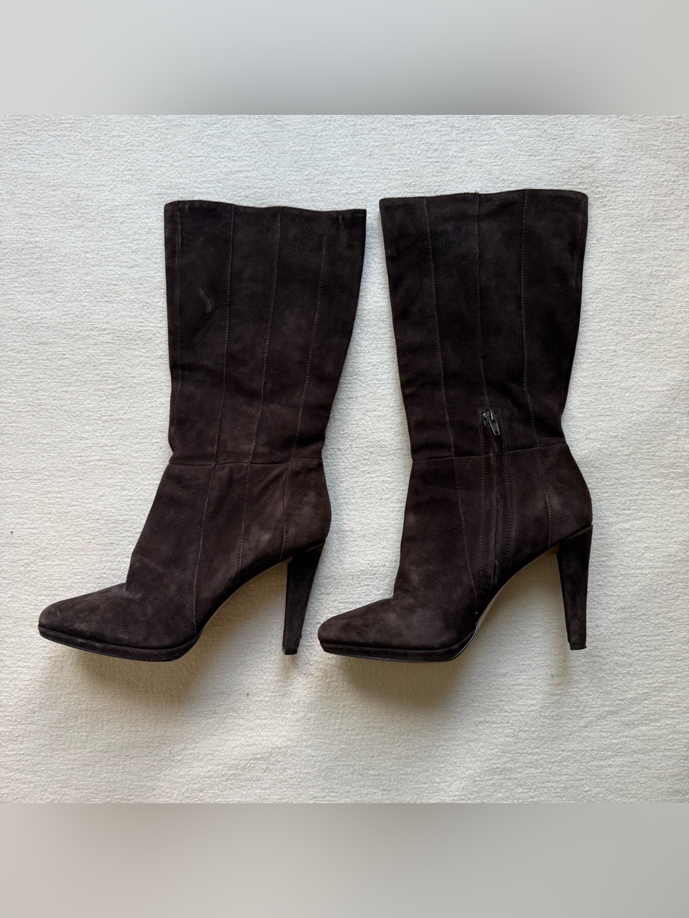 Banana Republic Dark Brown Suede High-Heel Mid-Calf tall Boots